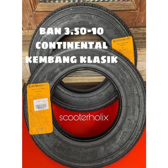 Ban Tubeless Continental Uk 3.50-10 Utk Vespa Ring Velg 10