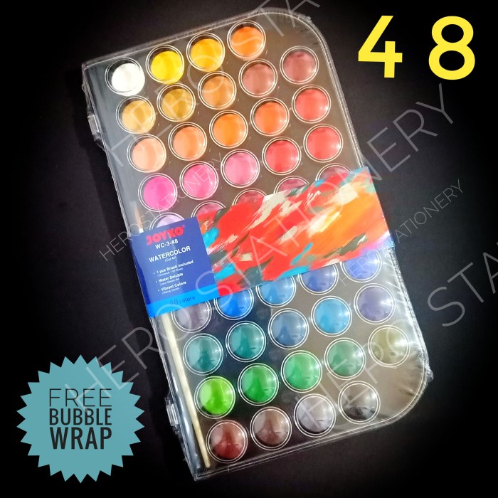 

Terlaris Set Cat Air Water Color Watercolor Joyko 48 Warna Wc-3-48 Promo Terbaru