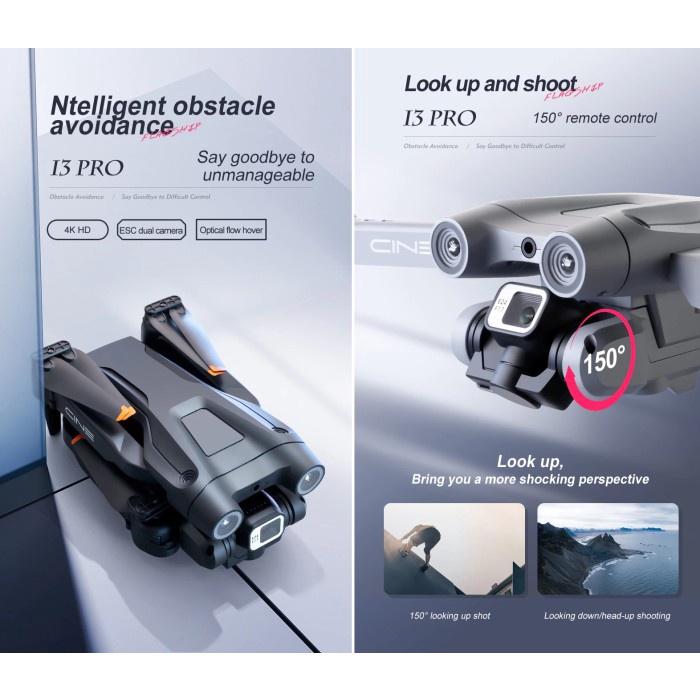 Drone I3 Pro 4K Dual Camera Obstacle Avoidance Follow Me Drone