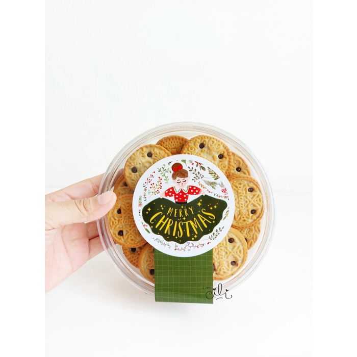 

*****] (SC043) stiker natal christmas GIRLY untuk toples 500gr (uk 8x15cm)