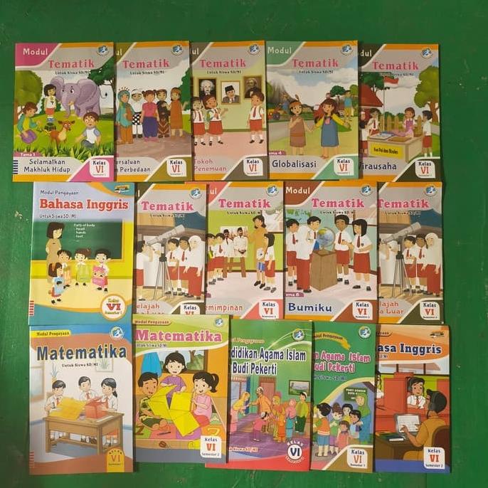 

SALE paket satu tahun buku modul pengayaan/LKS tematik k13 kelas 6 Termurah