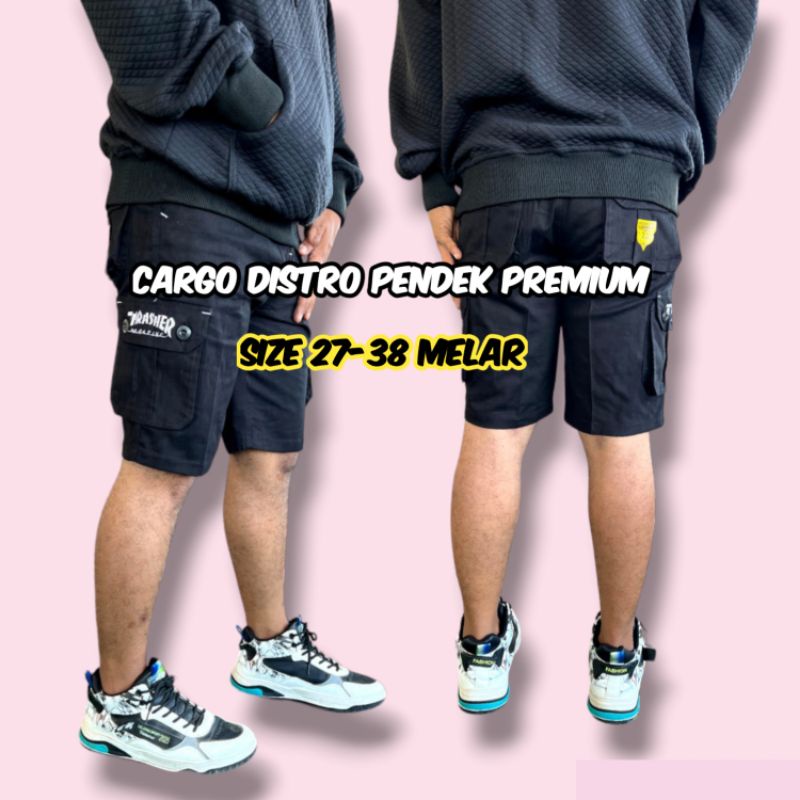 Celana pendek cargo pria bahan melar
