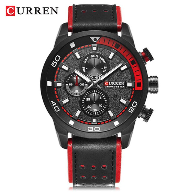 Curren 8250 Jam Tangan Pria Analog Tali Kulit Chronograph Tidak Aktif Currenos
