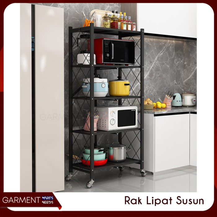 $+$+$+$+] RAPUSUN - Rak Dapur Susun Troli Roda Bisa Dilipat Tanpa Instalasi