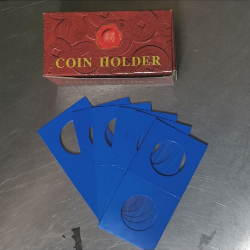 Pelindung koin coin holder karton biru tebal 22,5 mm