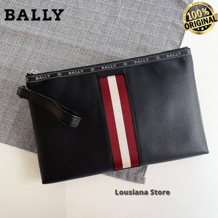 BALLY HARTLAND LEATHER CLUTCH BLACK - (100% AUTHENTIC)