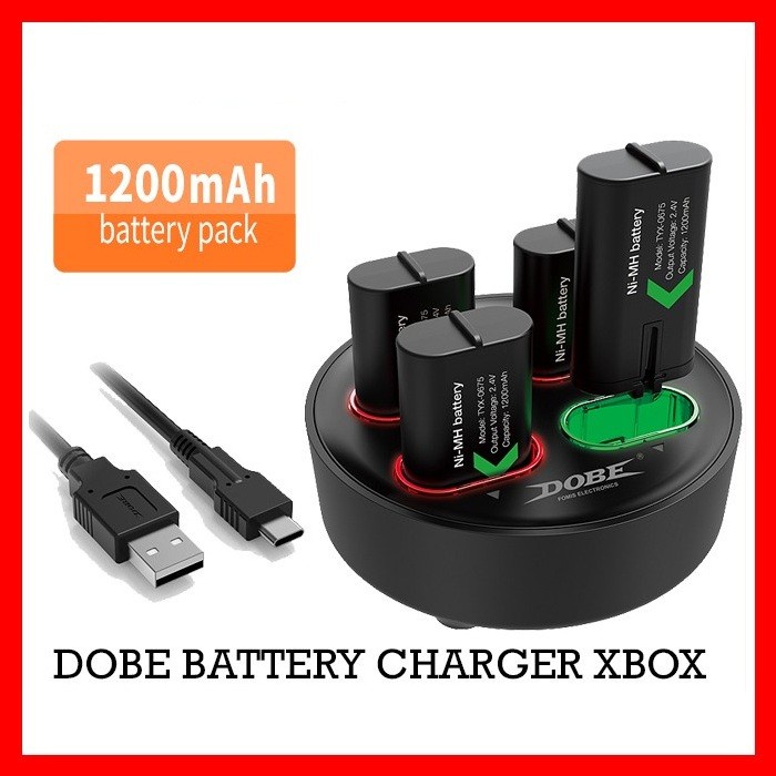 DOBE BATTERY CHARGER XBOX BATTERY PACK CHARGING DOCK 4 PCS 1200 MAH