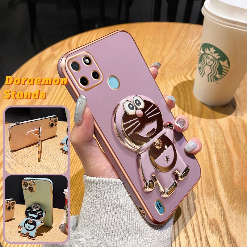 Casing Ponsel untuk Realme C21 C21Y C25Y C20 C20A C11 2011 Narzo 50i Case HP pola Doraemon Fashion S
