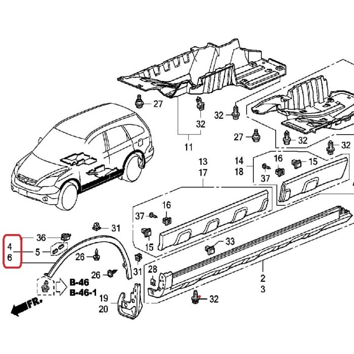 List Over Fender Depan Crv 2008-2012, Crv Gen 3 Star