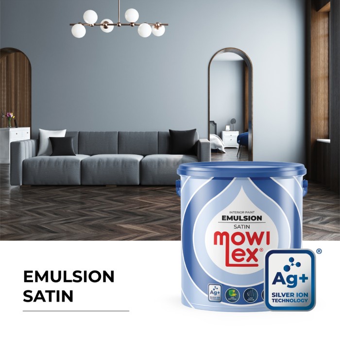 Baru Mowilex Emulsion Satin Cat Temk Interior Anti Bakteri - 2.5 L