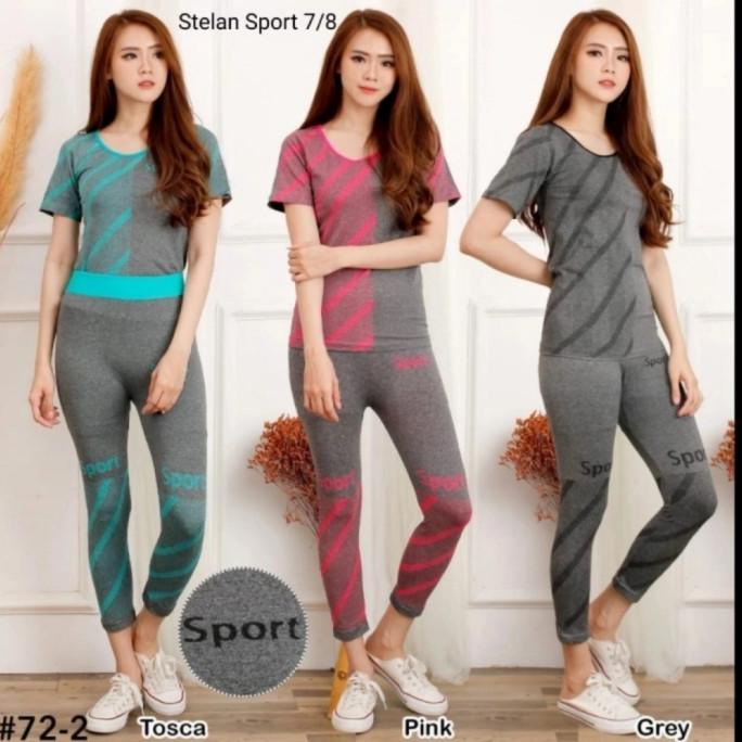 Setelan Baju Senam Aerobik/ Fitness Olahraga Import Wanita Terbaru