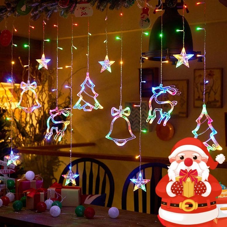 Murah 2024 Lampu Led Natal 4Meter Lampu Hias Tirai Kamar Lampu Kelap Kelip Warna Warni Outdoor Lampu