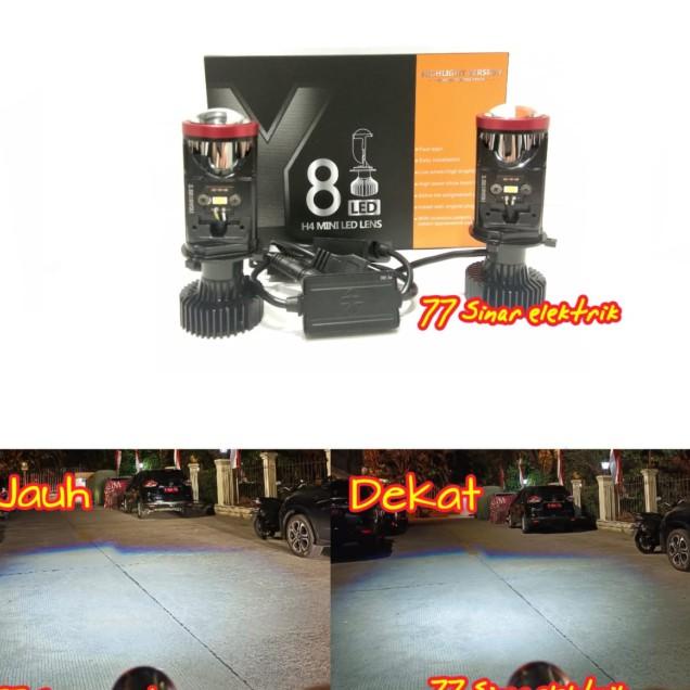 Lampu Depan Led Mobil Motor H4 Y8 Lampu Utama Led H4 Mini Projector