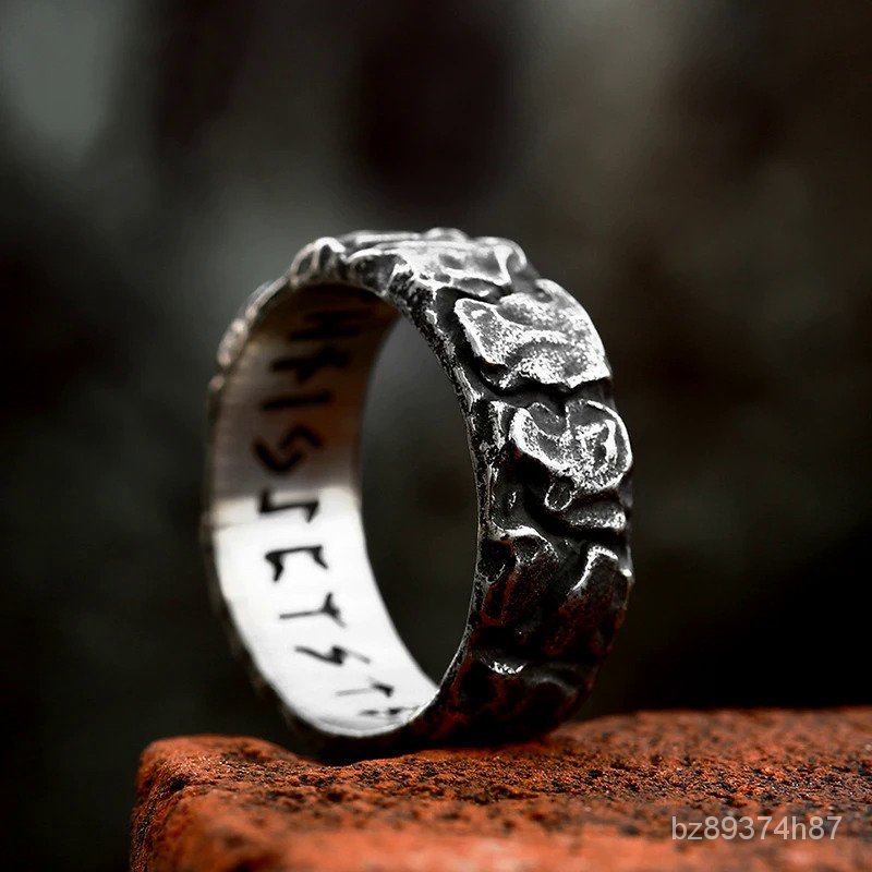 Cincin Odin Norse Viking Amulet Rune untuk Pria Mode Baja Tahan Karat Kata-kata Cincin Pernikahan Pe