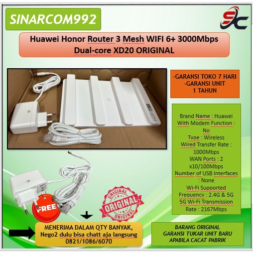 Huawei Honor Router 3 Mesh WIFI 6+ 3000Mbps Dual-core XD20 ORIGINAL