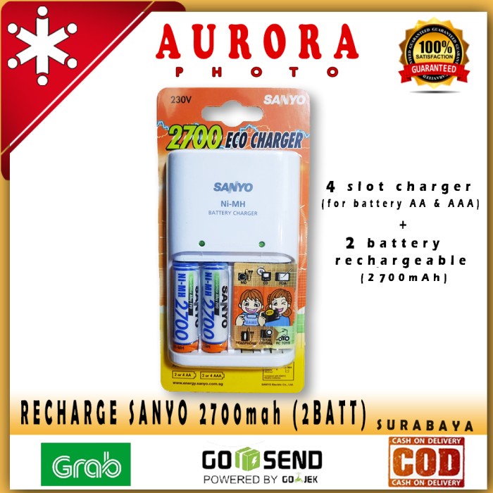 CHARGER + BATTERY AA SANYO RECHARGE BATERAI BATRAI BATRE TAMIYA FLASH