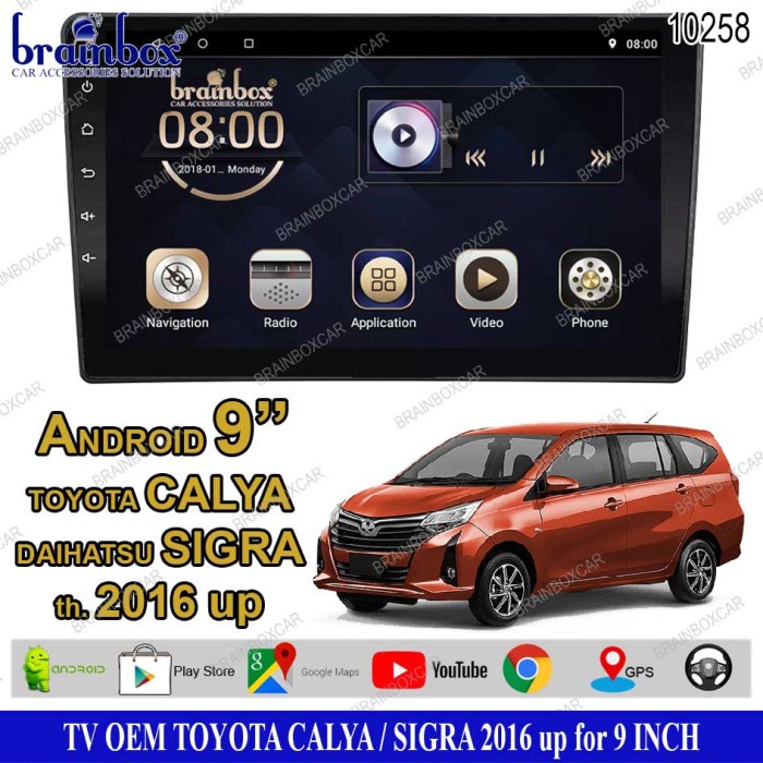 Brainbox TV Mobil OEM Toyota Calya Sigra Android Headunit Tape Mobil