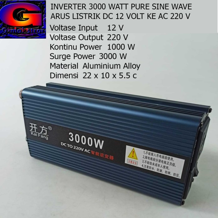 ✨Ori Inverter Dc Ke Ac Pure Sine Wave 3000 Watt 12V To 220V Terbatas
