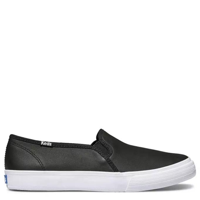 Keds - Sepatu Slip On Wanita Original - Double Decker Leather  Black Momomshop1