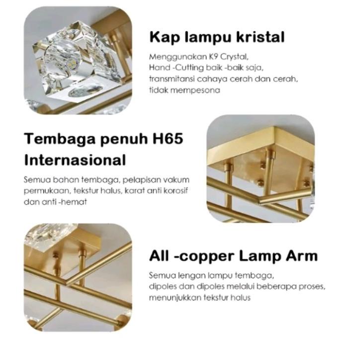 Lampu gantung Plafon Crystal modern Hias ruang tamu Premium