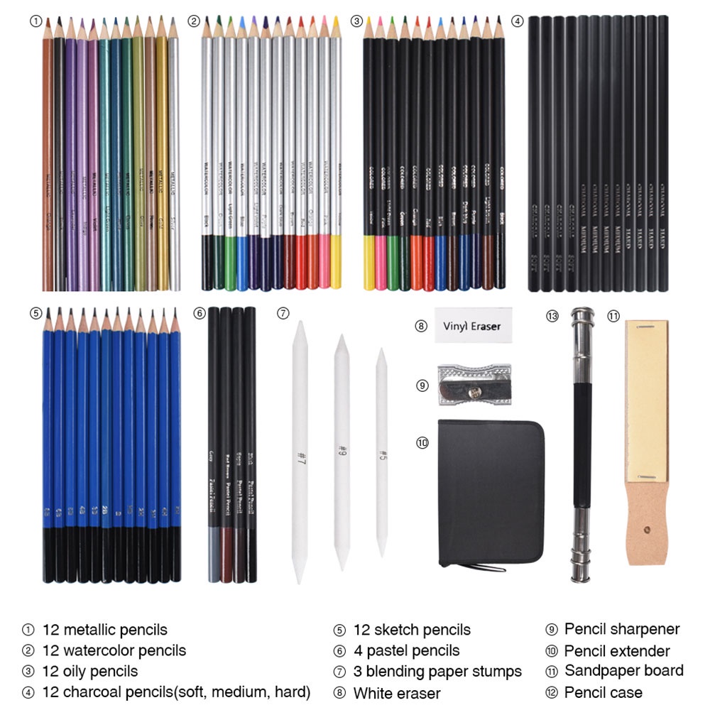 

Cod 72Pcs/Set Sil Warna/Crayon Set Lengkap Color Cil Sketch Drawing Sil Ghapus Dan Sil Pisau Set Sil