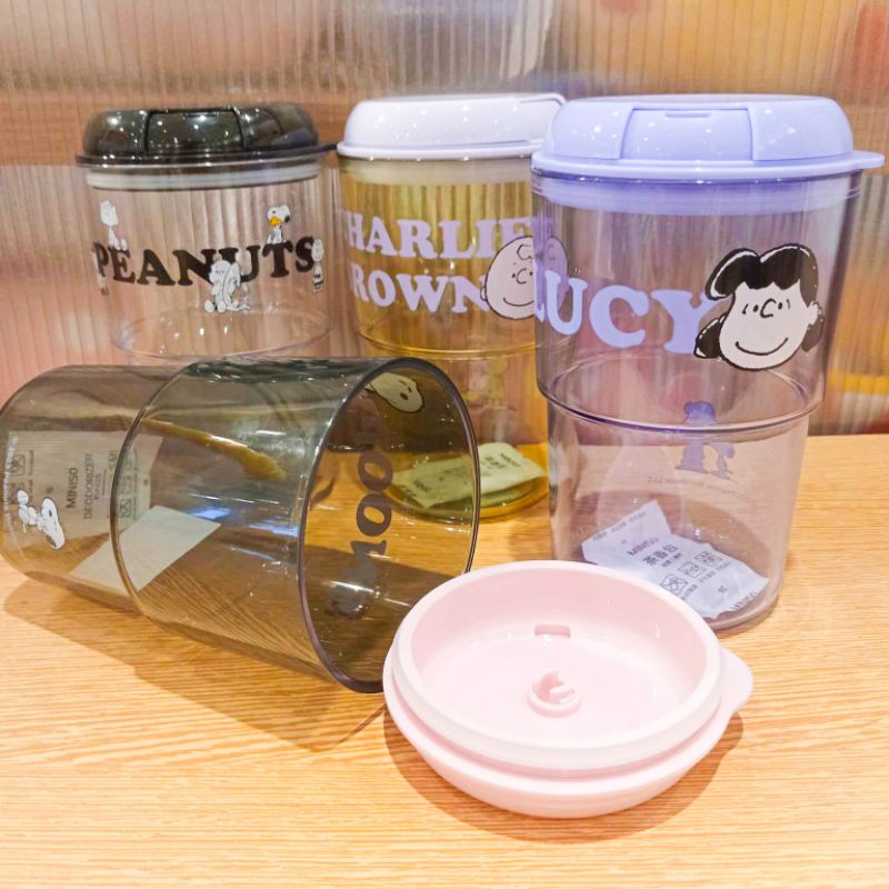 Botol Minum Snoopy Minimalis - MINISO Snoopy Collection Plastic Bottle