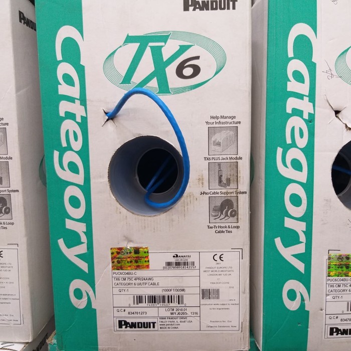 Kabel Lan Utp Panduit Cat 6 Tx6 Puc6C04Bu-C / Panduit Cat6 Tx6/Panduit