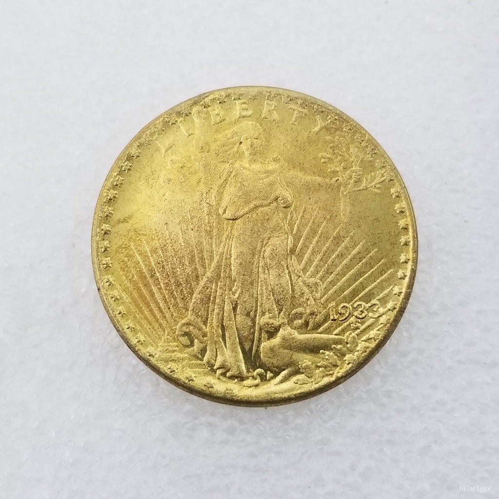 Kerajinan Kuno Amerika1933Koleksi Bulat Perak Koin Emas Kuningan3199