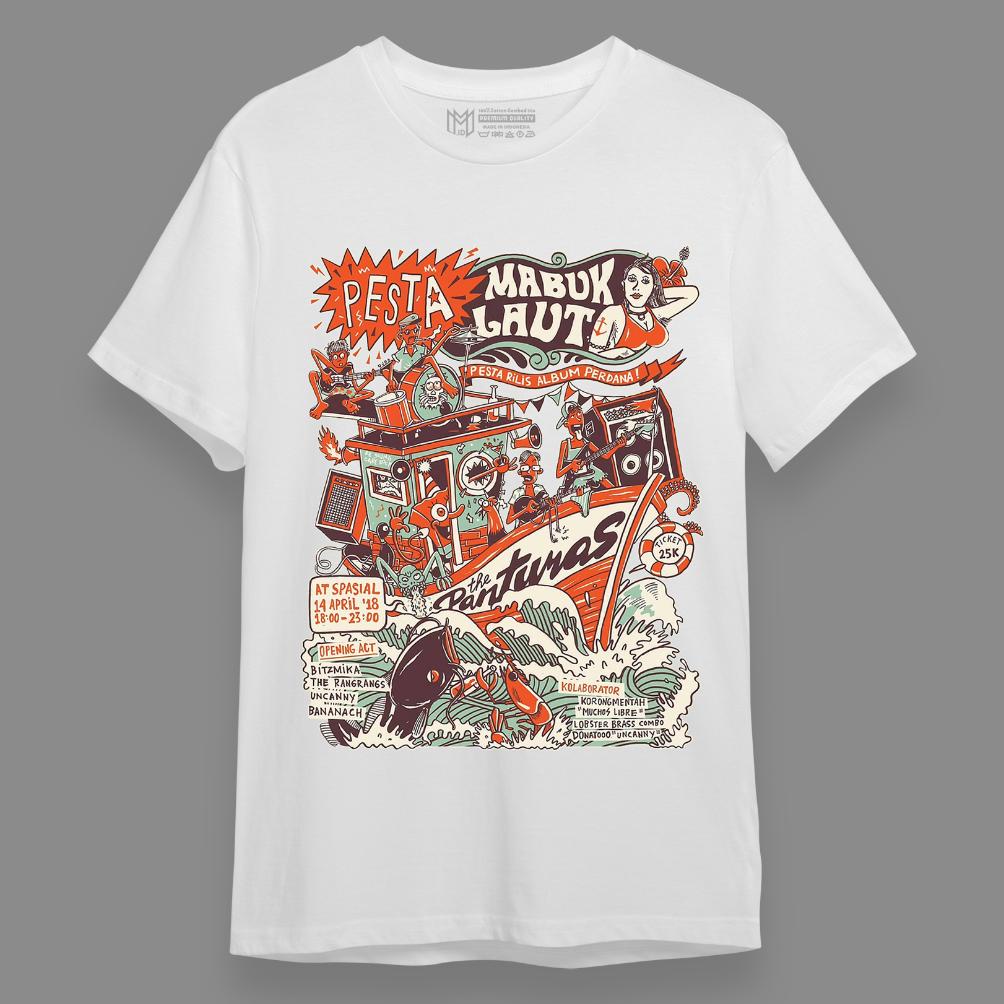 Sale T-Shirt Pesta Mabuk Laut Poster The Panturas | Kaos Distro Keren Bootleg Band Rock - Indie | Baju Pria Dan Wanita Premium Viral
