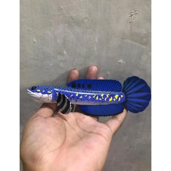 Patung chana blue pulcra, bahan kayu panjang 15 cm