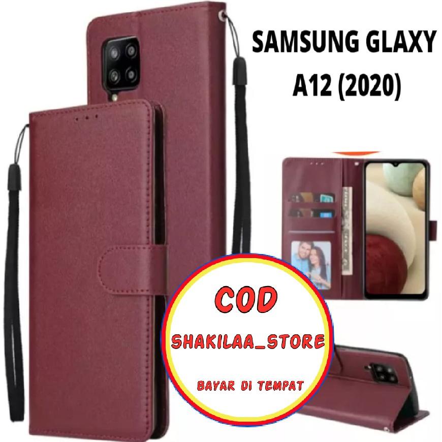 Original Case Flip Case Kulit For Samsung Galaxy A12 2020 - Casing Dompet-Flip Cover Leather-Sarung Hp Promo