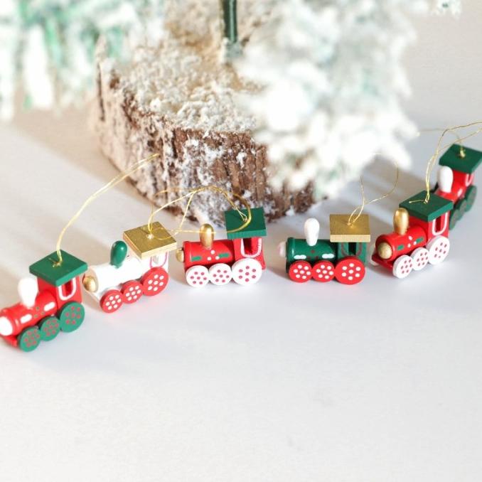 

{ Alee_Ale } Gantungan Natal Kereta Kayu Set 6 Dekorasi Pohon Natal Kado Anak Train Original