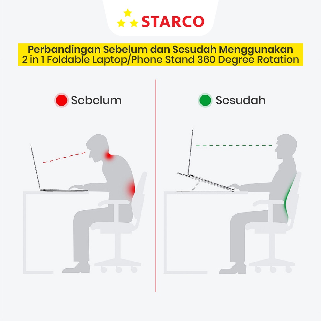 Starco 2 In 1 Foldable Laptop Stand Holder Hp Tablet Stand Meja Laptop
