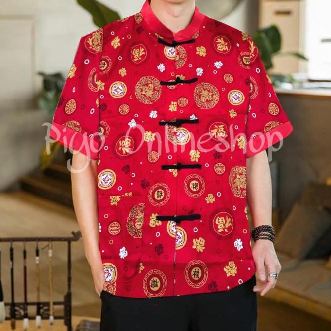 Atasan Kemeja Imlek Cheongsam Pria (Satin)