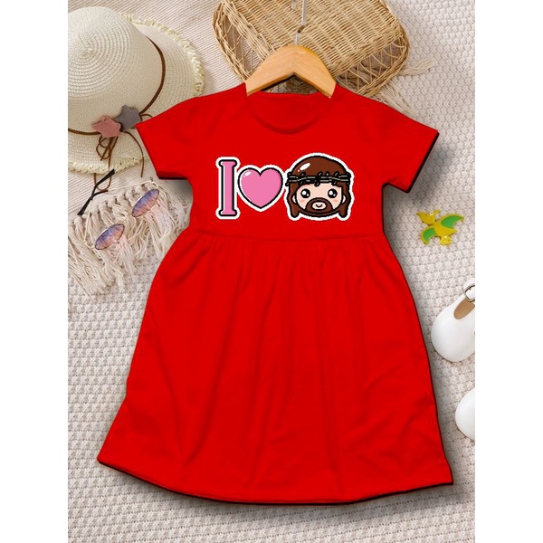 DRESS ANAK TERBARU I LOVE JESUS BAJU CANTIK SEKOLAH MINGGU