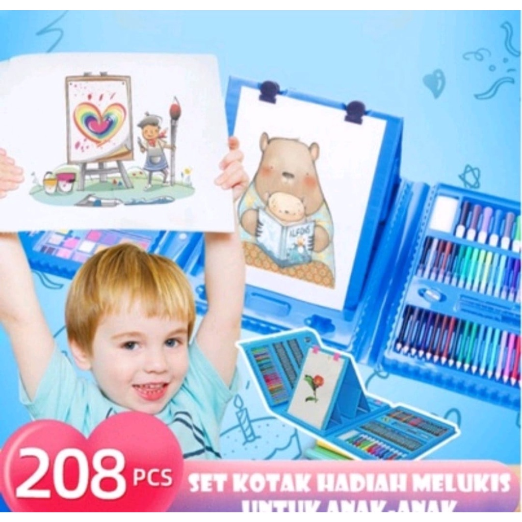 

Set Alat Gambar Anak Crayon Gambar Sil Warna 208 & 150 Pcs Art Set
