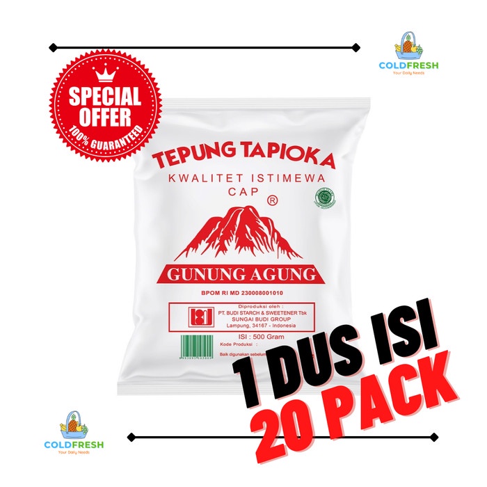 

Baru!! 1 DUS TEPUNG TAPIOKA SAGU 500 GRAM 20 PCS