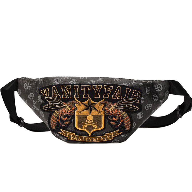 Tas Ikat Pinggang Pria, Gaya Korea Trendi Unik Bordir Tas Dada Miring Tas Sabuk Pria