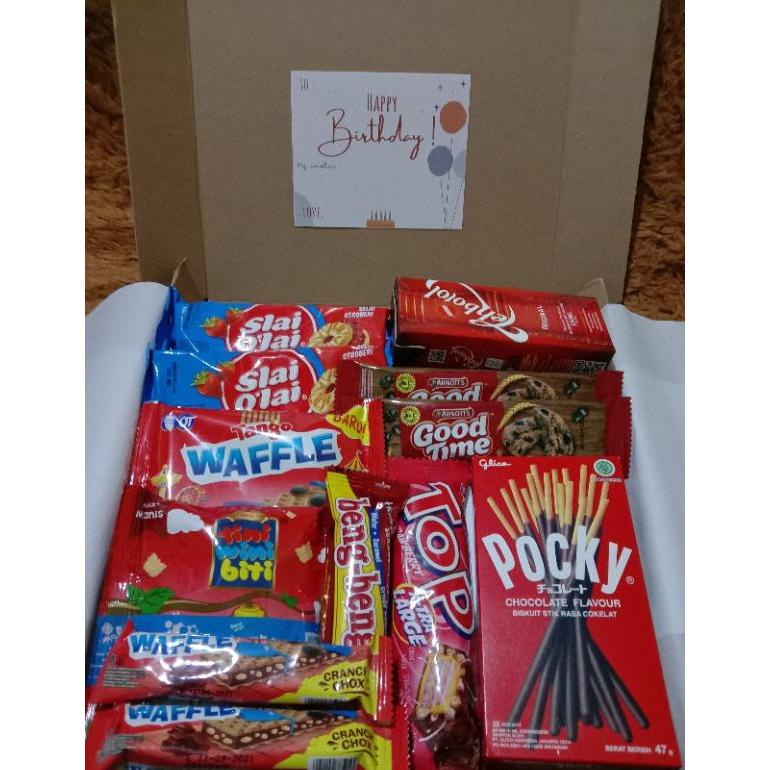 

Termurah Snackbox Murah/ Kado Ulangtahun / Kado Wisuda / Kado Anniversary /Kado Natal Paket Merah Viral