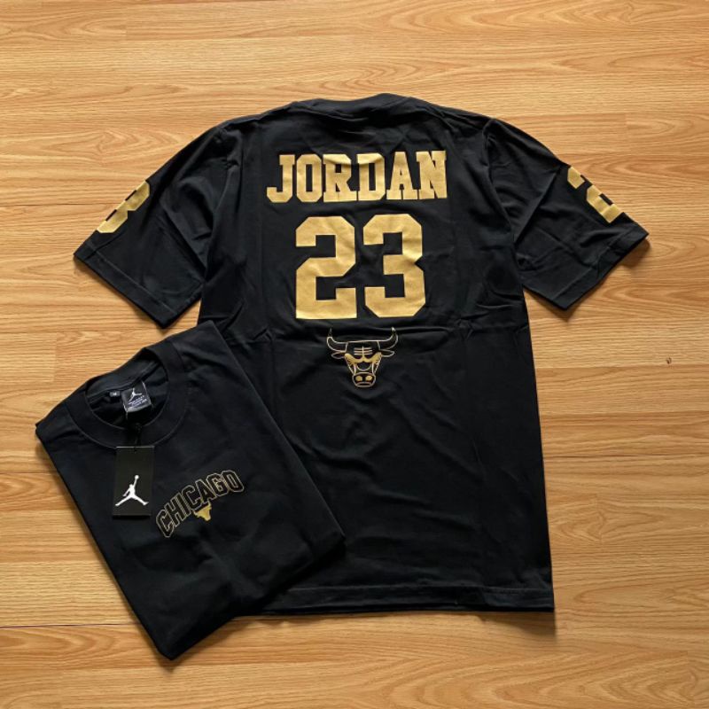 Kaos Tshirt Chicago Bulls Jordan Font Gold