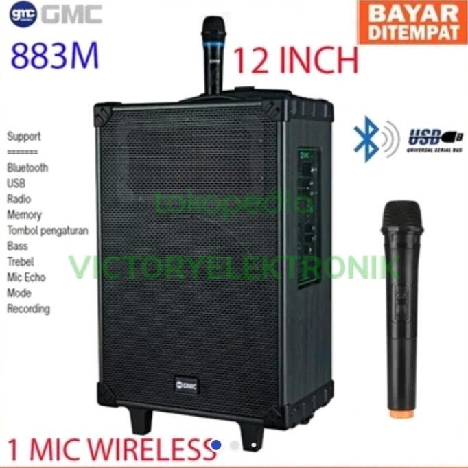 speaker bluethoot karaoke 12in gmc 883m
