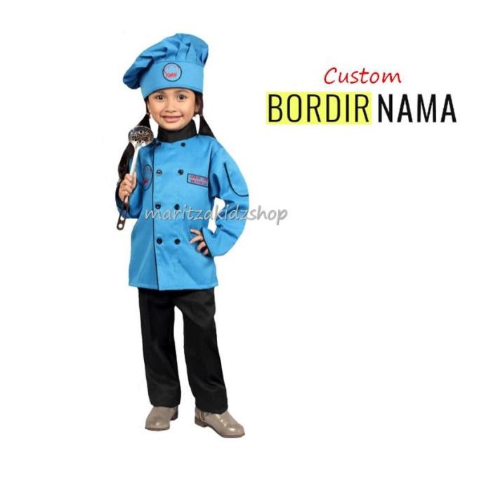 Baju Kostum Seragam Profesi Anak Koki Chef Biru