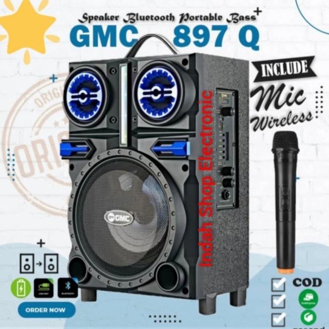 Speaker Aktif Bluetooth Portable GMC 897Q 6,5" Plus Mic Wireless