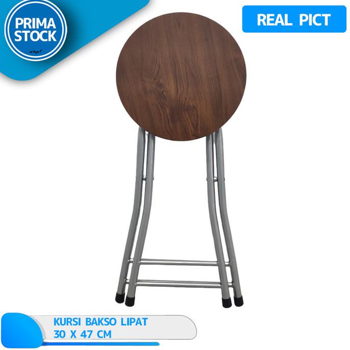 KURSI LIPAT BULAT METAL BESI KAYU BAKSO BASO TUNGGU RESTORAN STOOL