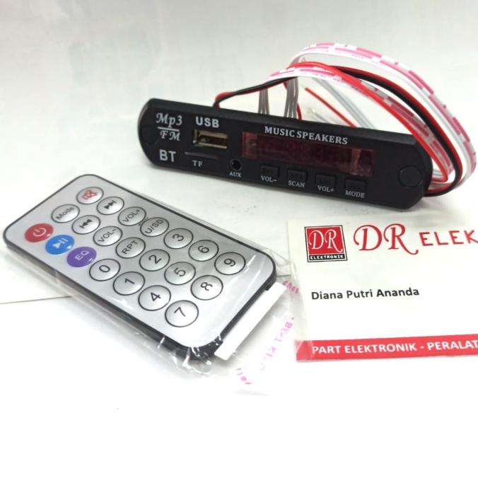 Terbaru Kit Mp3 Bluetooth Module Player TF USB AUX Radio FM Remot Remote Modul dre3 Kualitas Baik