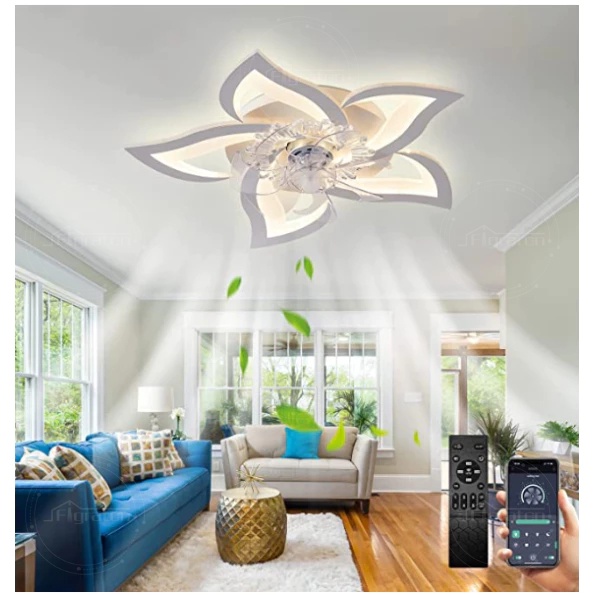 Remote Kipas Lampu Kipas Bunga Ruang Tamu Lampu Kipas Angin Gantung Plafon Lampu Dekoratif Remote