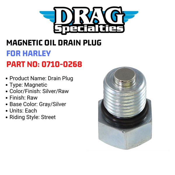 DRAG SPECIALTIES MAGNETIC OIL DRAIN PLUG FOR HARLEY 0710-0268