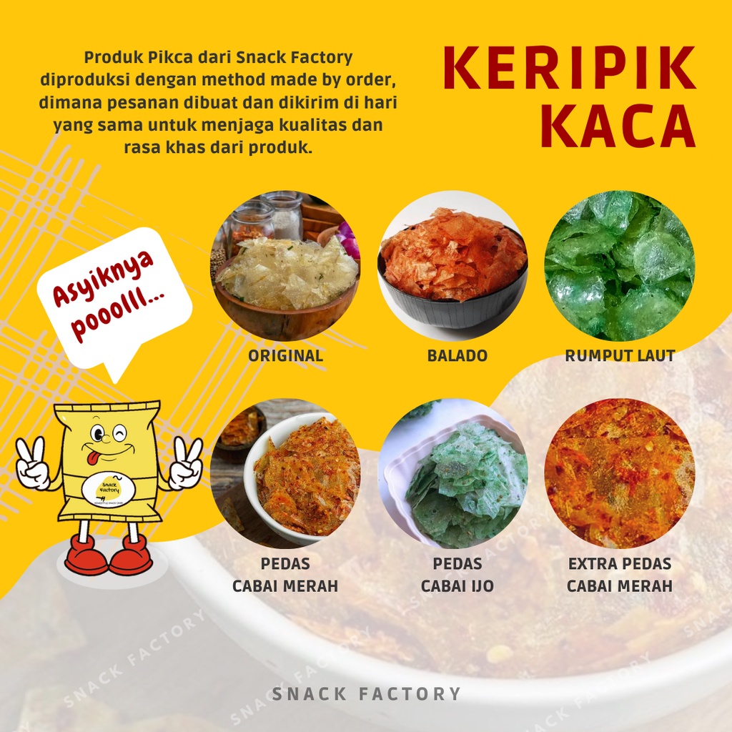 

Sna Factory Keripik Kaca 500G & 1Kg Kripca Pedas Daun Jeruk Bikin Nagih