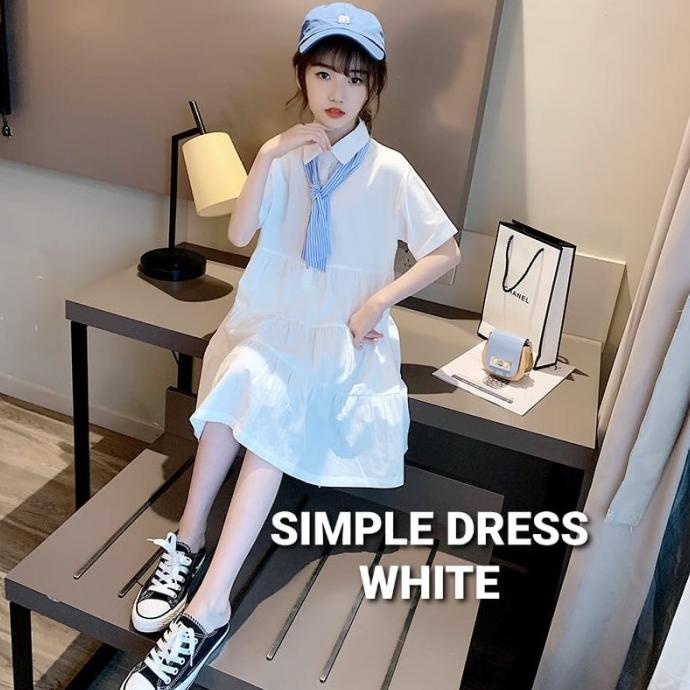 Urbanite store SIMPLE DRESS WHITE BAJU CASUAL ANAK PEREMPUAN PUTIH KOREA IMPOR DAILY