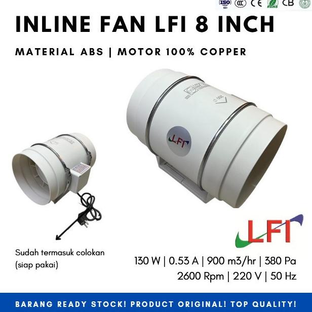 Inline Fan LFI 8 inch PP Plastik Duct Inline PP 8 inch